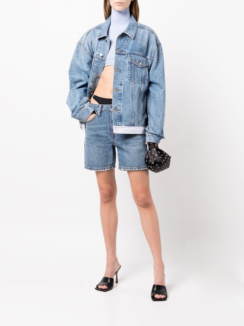 Blue Low Waist Bikini Layer Denim Shorts