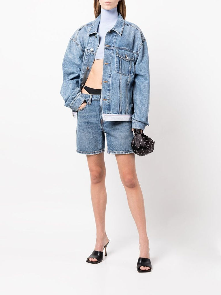Blue Low Waist Bikini Layer Denim Shorts