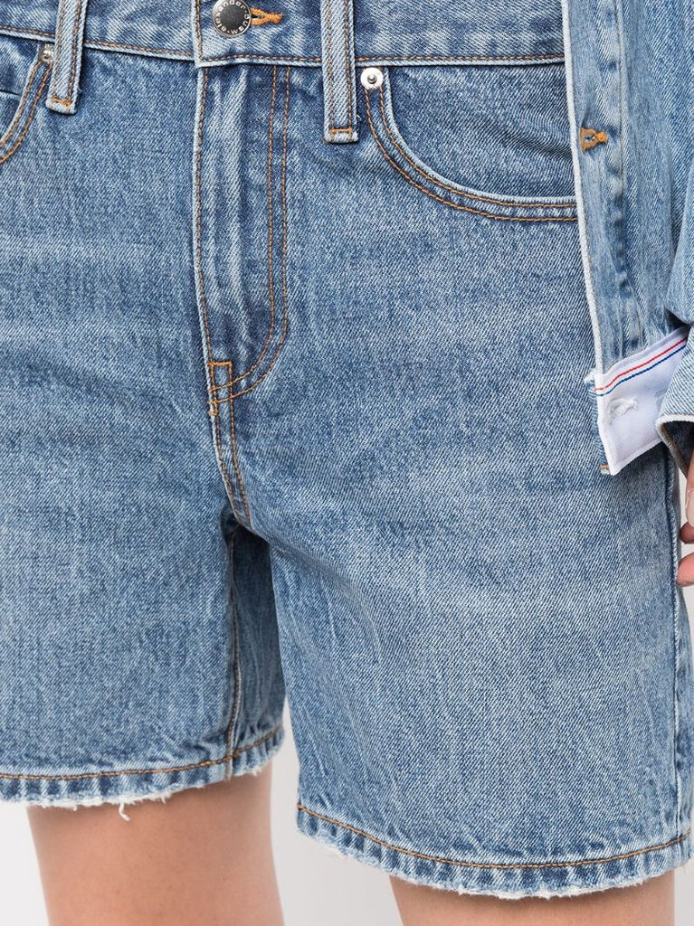 Blue Low Waist Bikini Layer Denim Shorts
