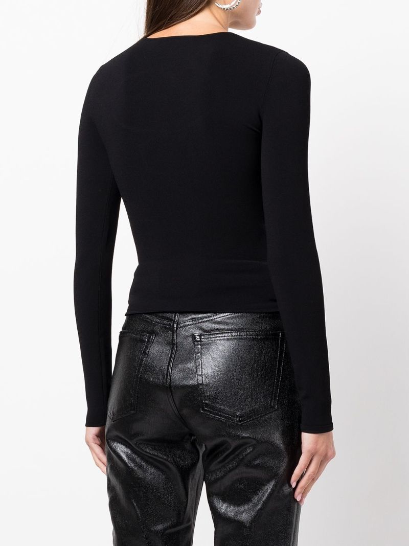 Black Crystal-embellished Cut-out Top