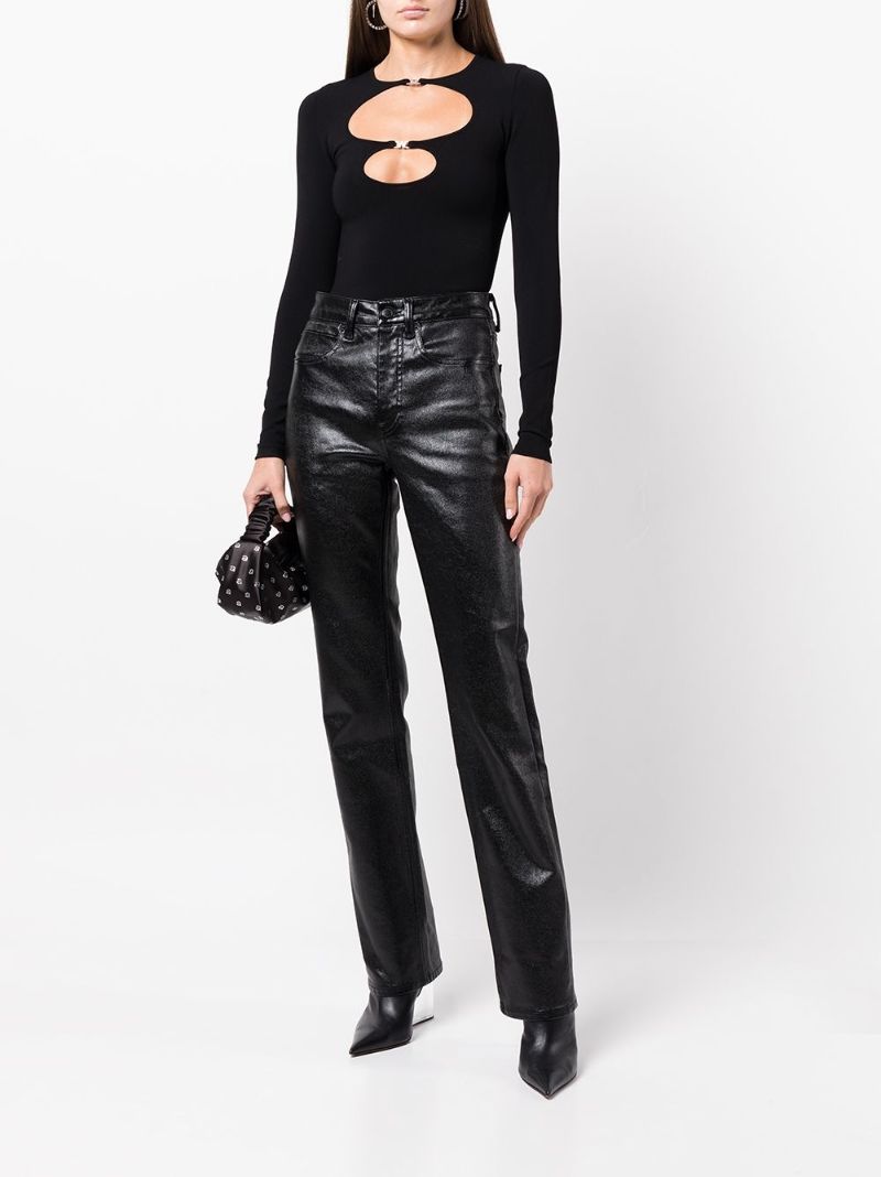 Black Crystal-embellished Cut-out Top