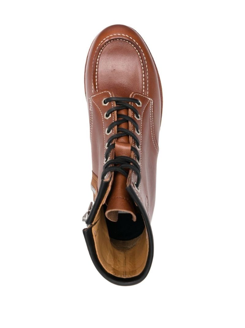 Brown Lace-up Leather Boots