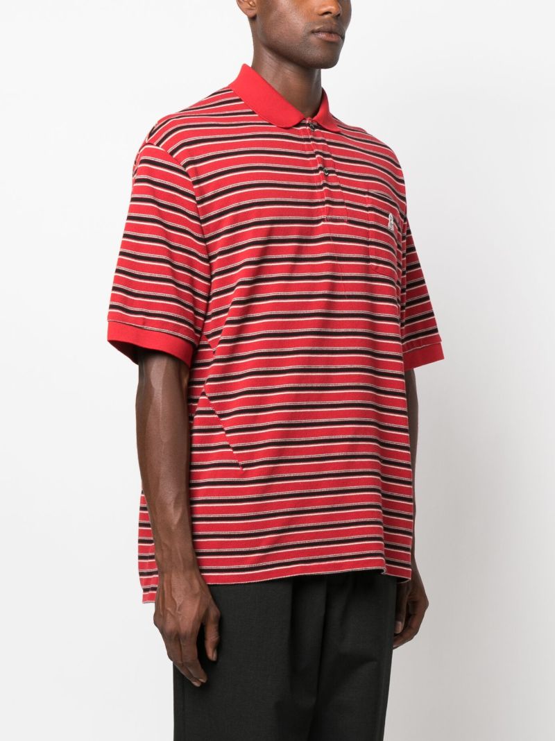 Red Striped PiquÃ_x0083_Â©-cotton Polo Shirt