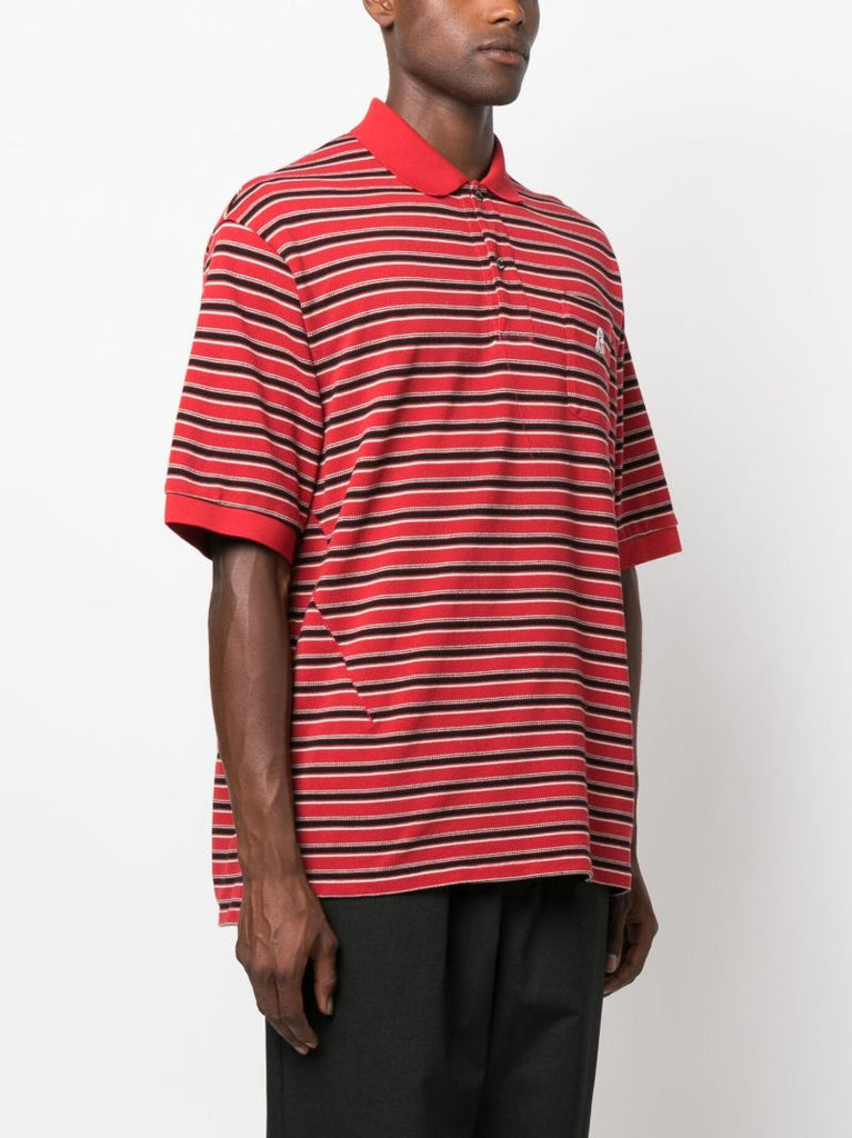 Red Striped PiquÃ_x0083_Â©-cotton Polo Shirt