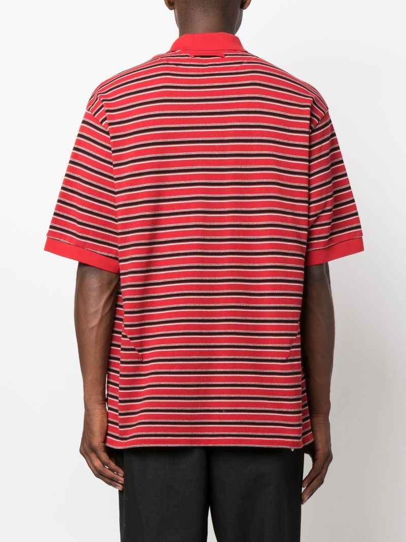 Red Striped PiquÃ_x0083_Â©-cotton Polo Shirt