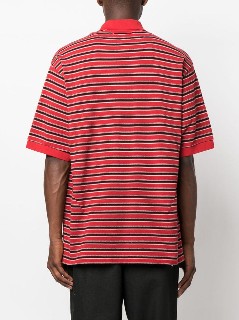 Red Striped PiquÃ_x0083_Â©-cotton Polo Shirt