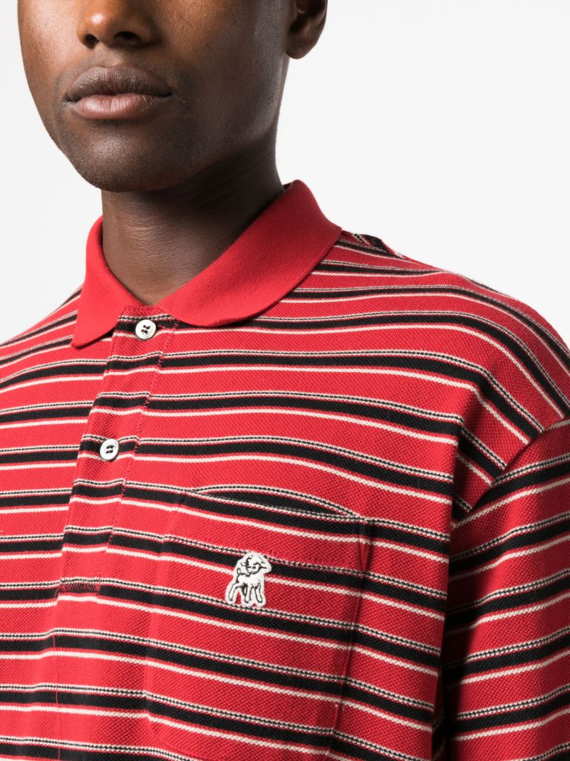 Red Striped PiquÃ_x0083_Â©-cotton Polo Shirt