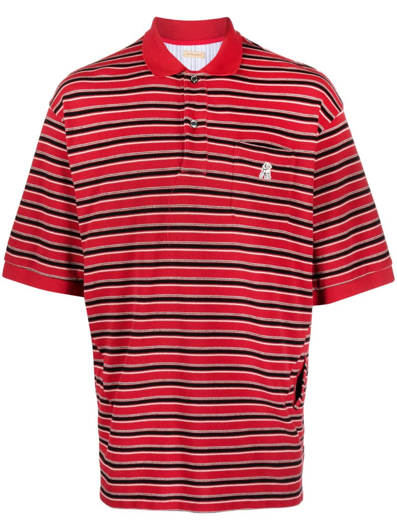Red Striped PiquÃ_x0083_Â©-cotton Polo Shirt
