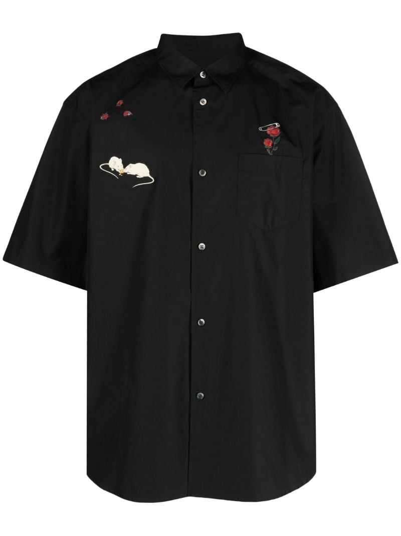 Blue Short-sleeve Cotton Shirt