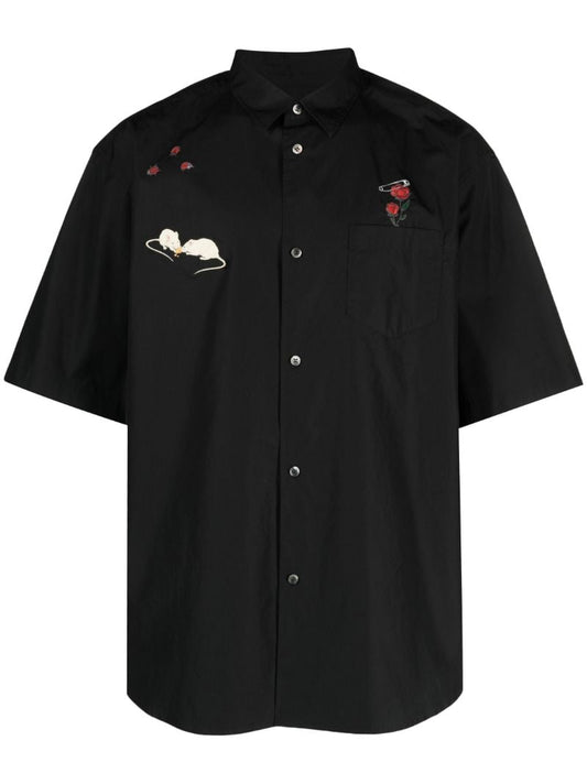 Blue Short-sleeve Cotton Shirt