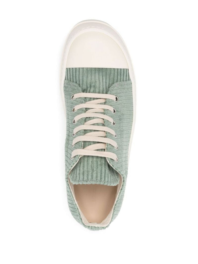 Green Lace-up Corduroy Sneakers