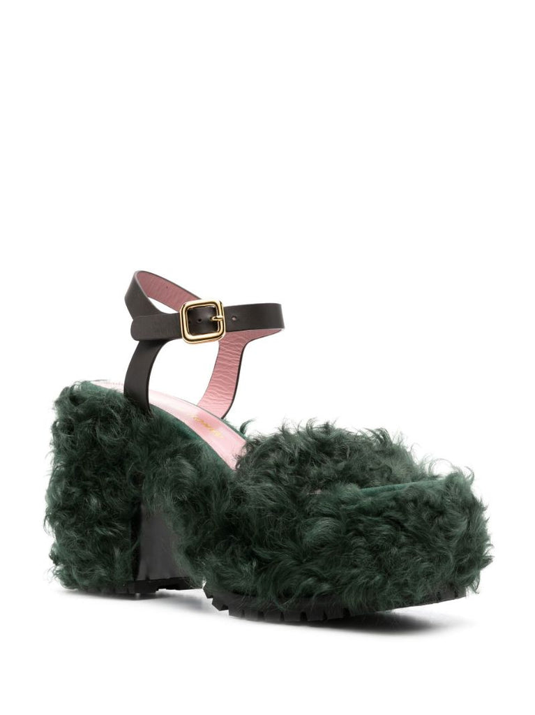 Green Les Terriers 120 Shearling Sandals