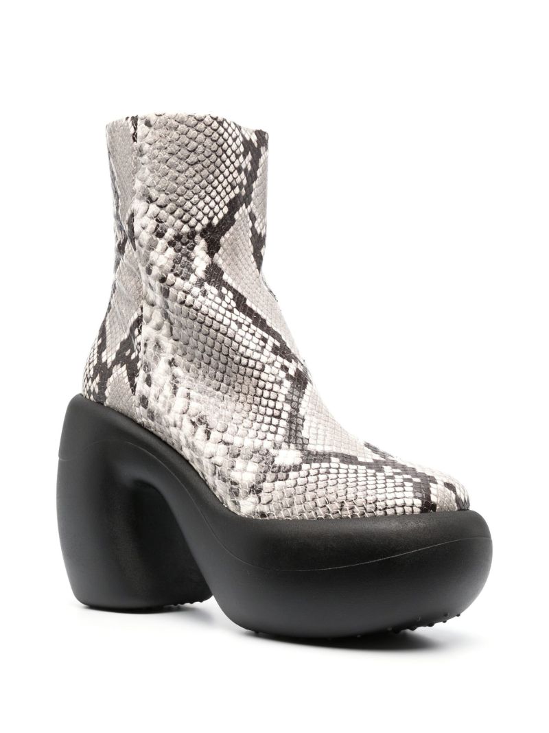 Grey Honey Bubble Snake Print Leather Ankle Boots