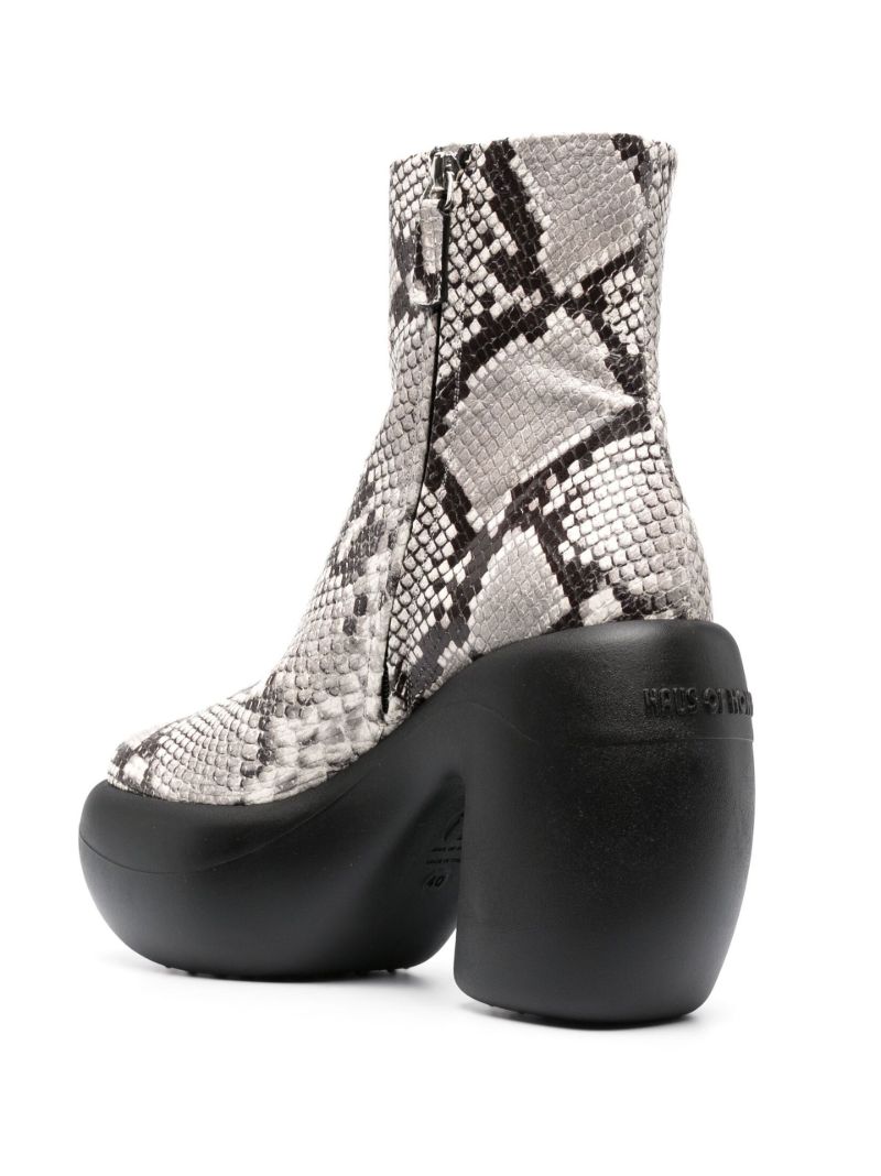 Grey Honey Bubble Snake Print Leather Ankle Boots