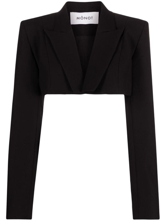 Black Single Breasted Cropped Blazer