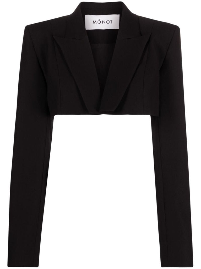Black Single Breasted Cropped Blazer
