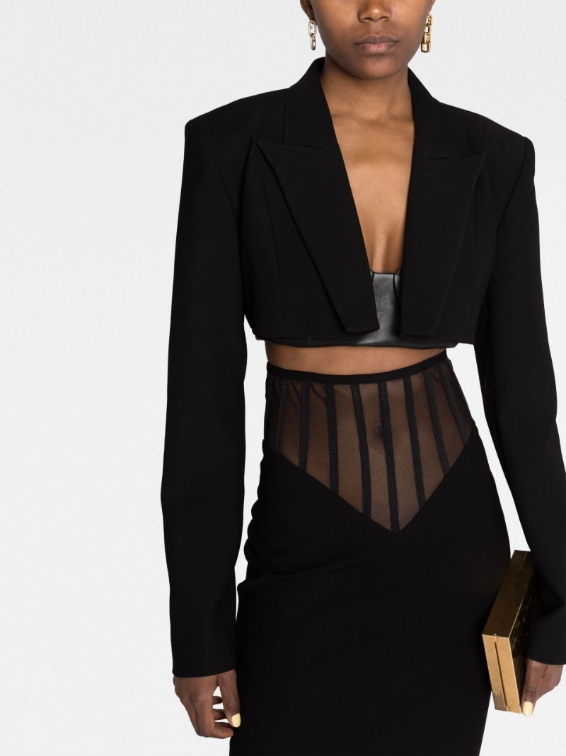 Black Single Breasted Cropped Blazer
