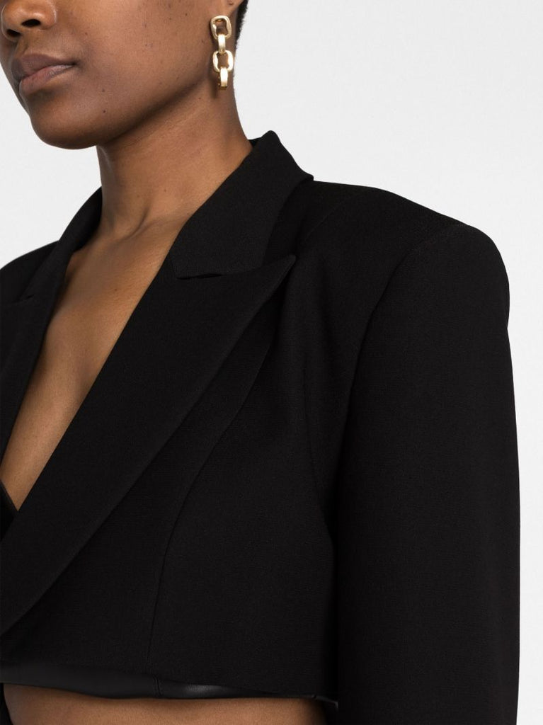 Black Single Breasted Cropped Blazer
