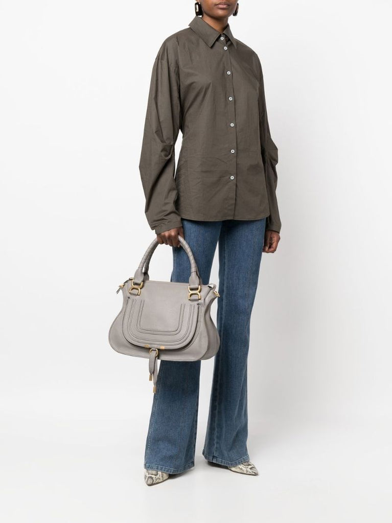Grey Marcie Leather Tote Bag