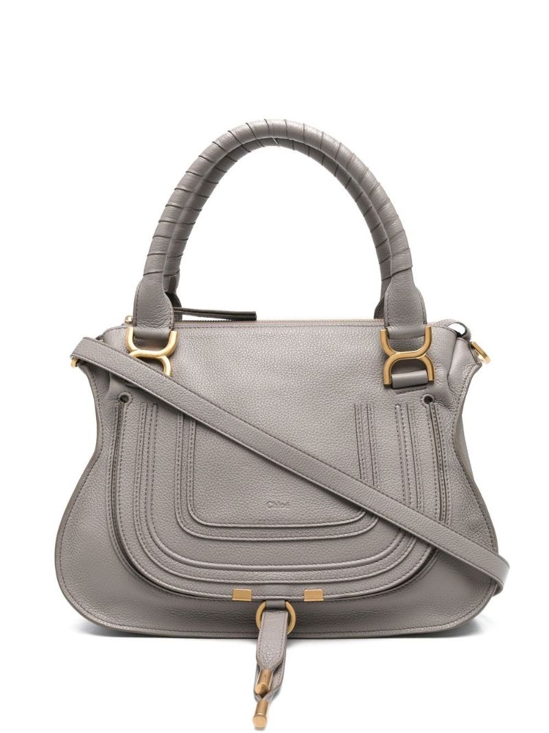Grey Marcie Leather Tote Bag