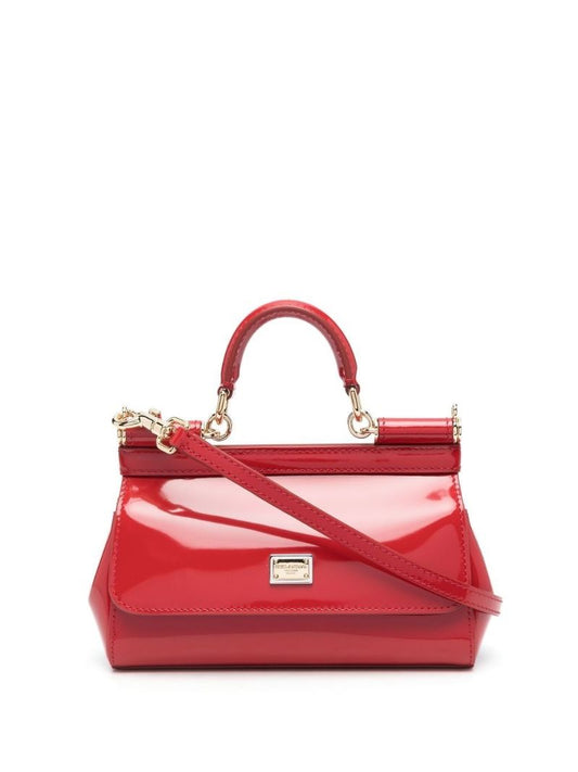 Red Sicily Leather Mini Top Handle Bag