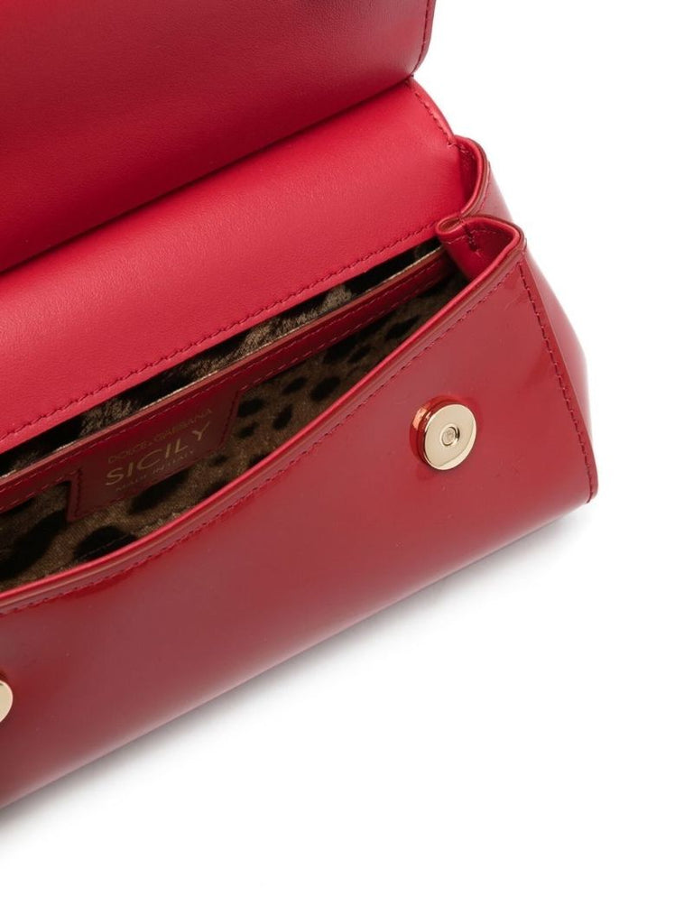 Red Sicily Leather Mini Top Handle Bag