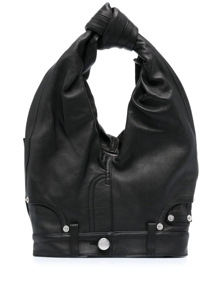 Black Mini Leather Top Handle Bag