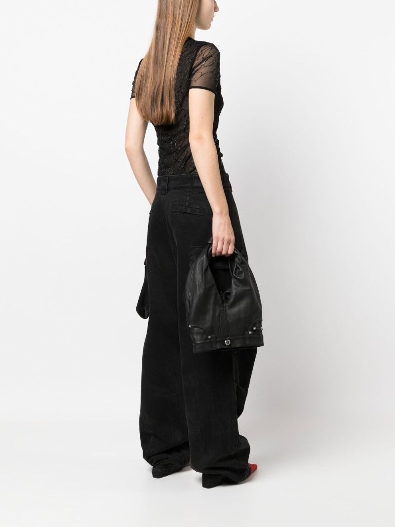 Black Mini Leather Top Handle Bag