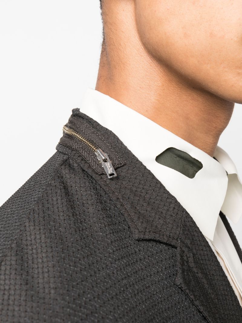 Black Zip Single-breasted Blazer