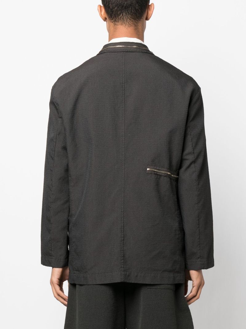 Black Zip Single-breasted Blazer