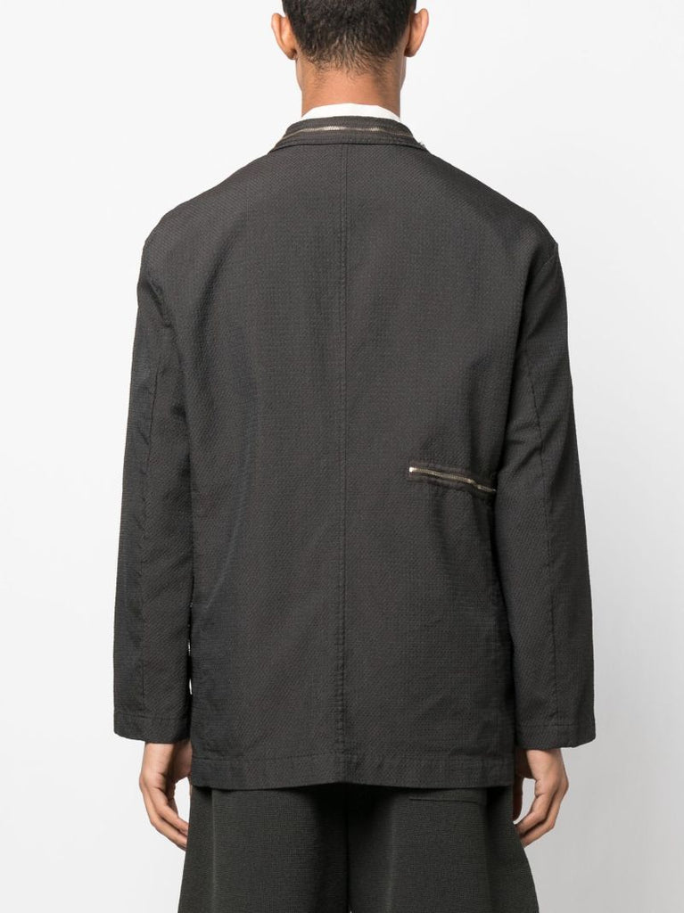 Black Zip Single-breasted Blazer