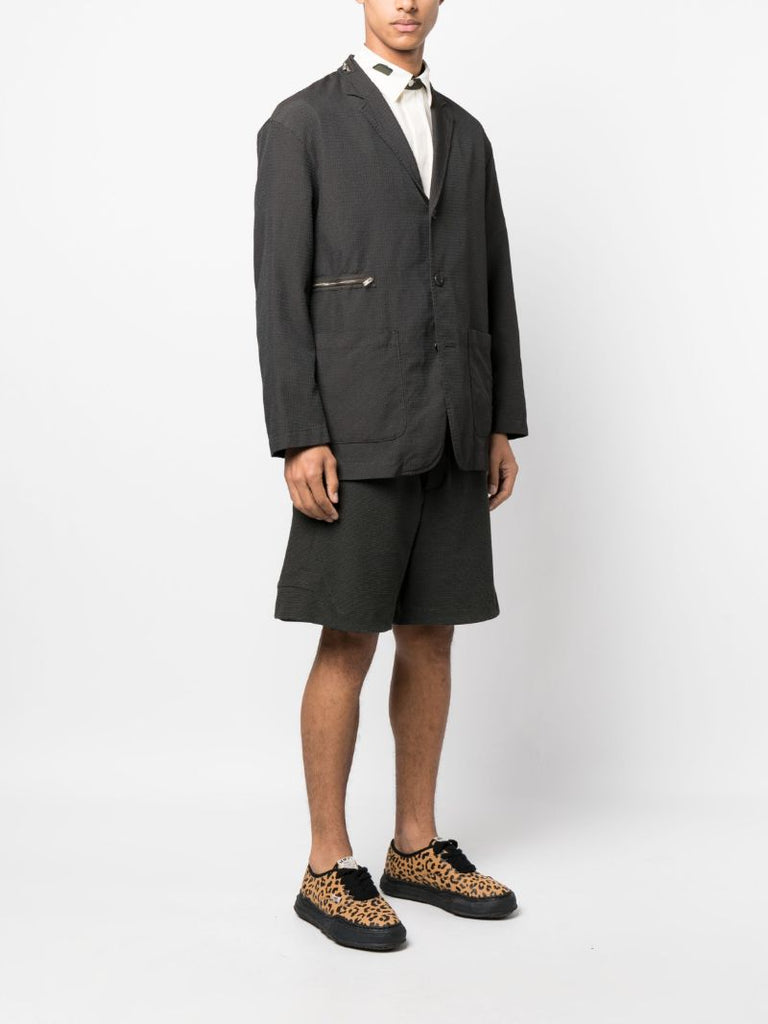 Black Zip Single-breasted Blazer