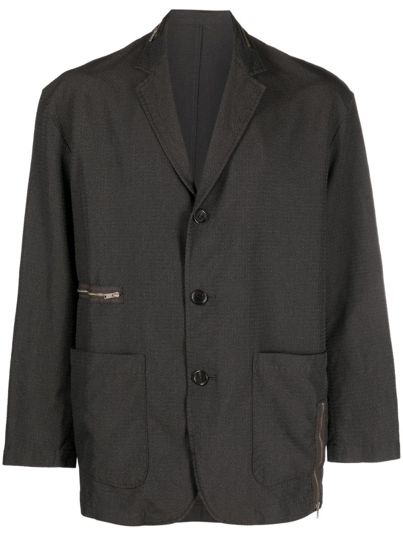 Black Zip Single-breasted Blazer