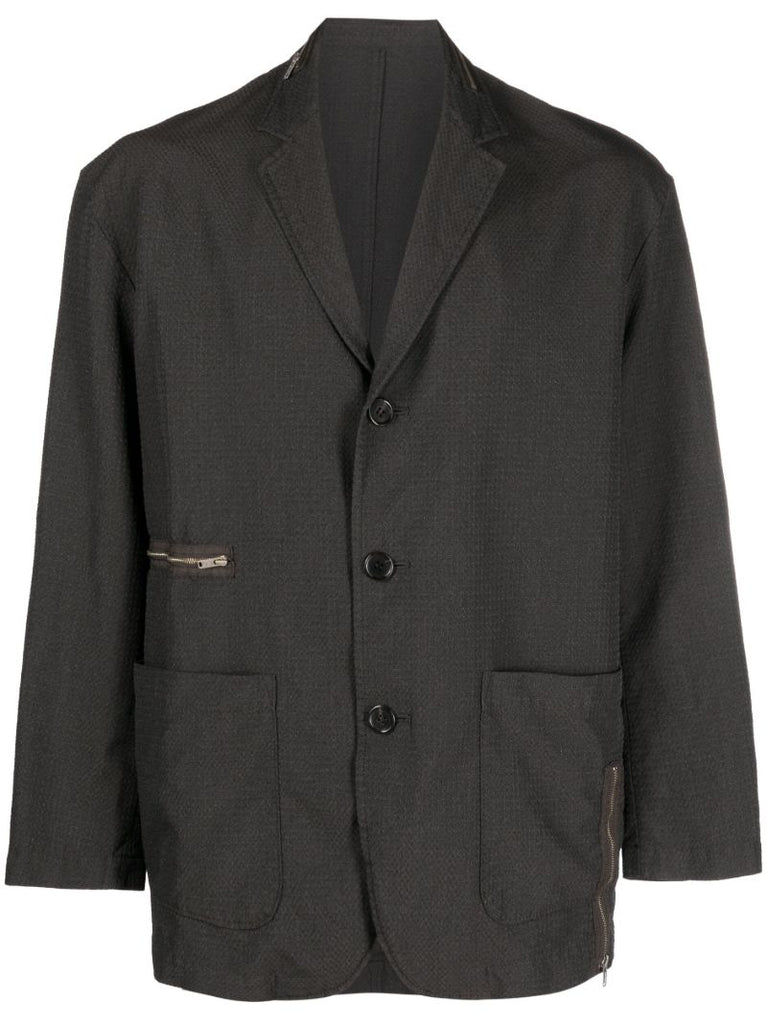 Black Zip Single-breasted Blazer