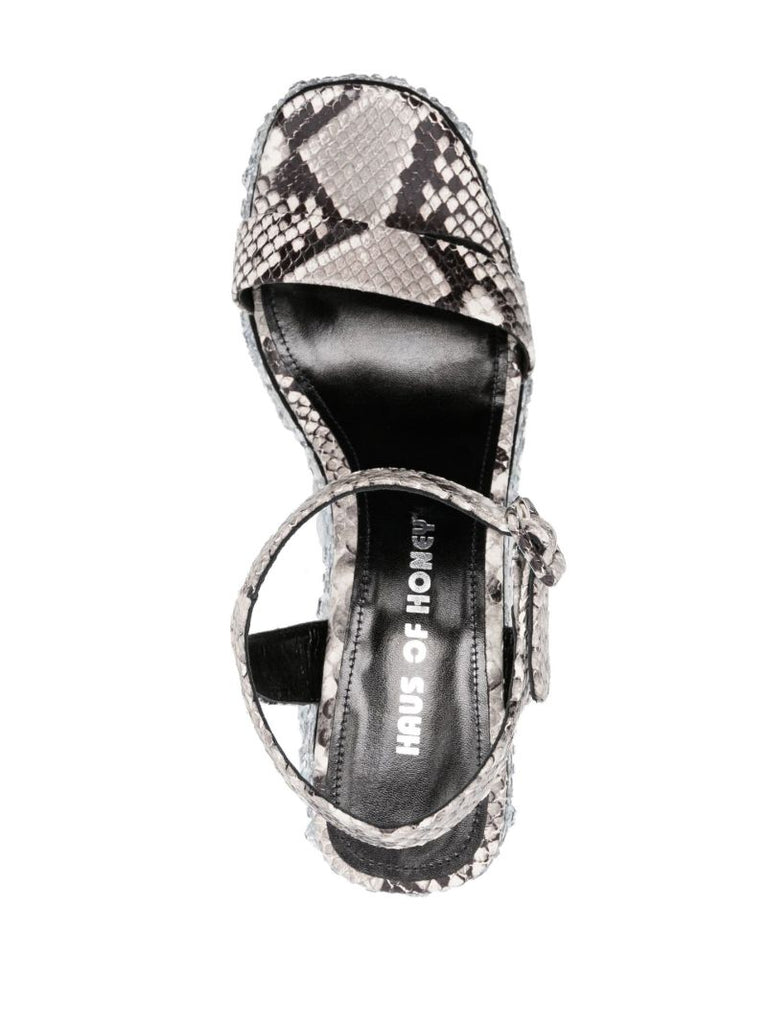 Grey Croco 65 Crystal Leather Sandals