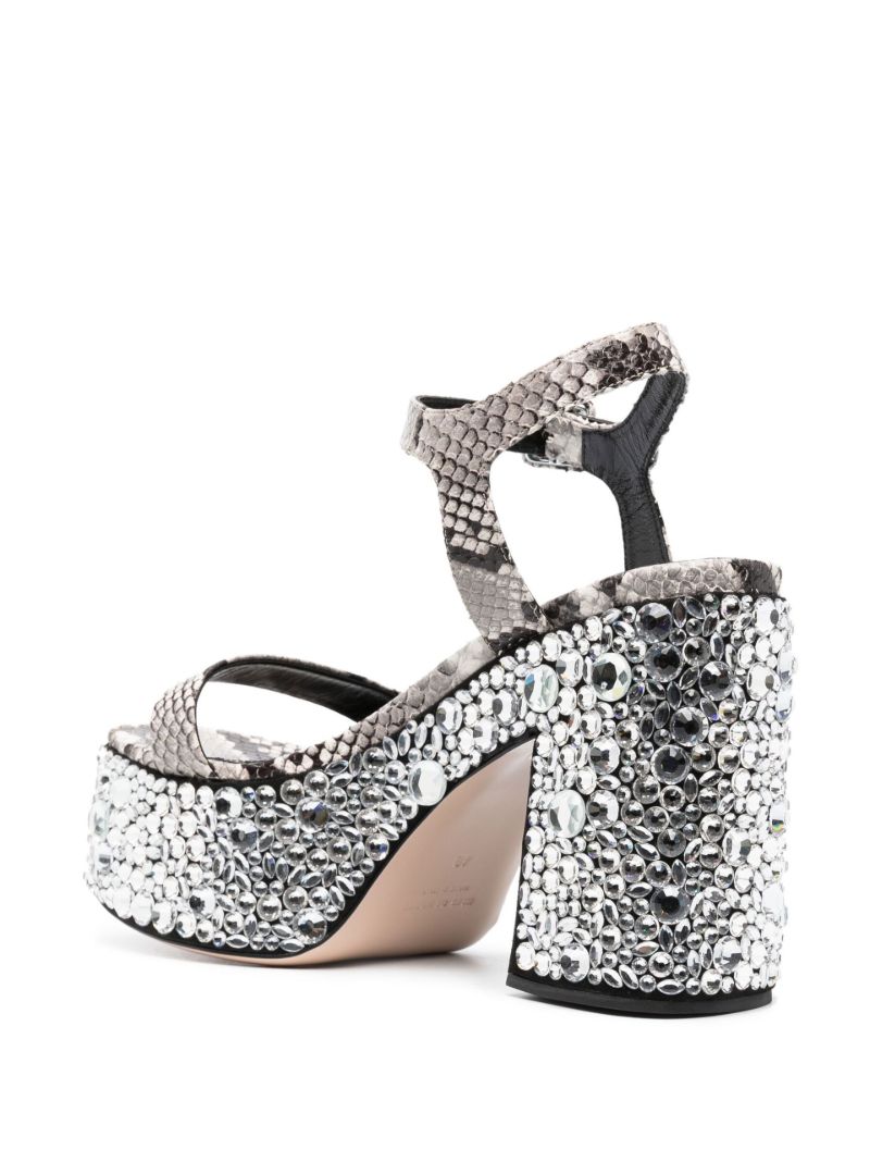 Grey Croco 65 Crystal Leather Sandals