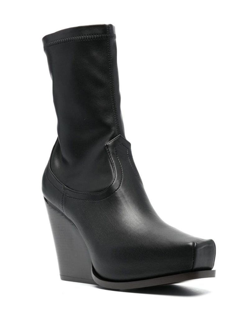 Black Cowboy 105 Faux Leather Ankle Boots