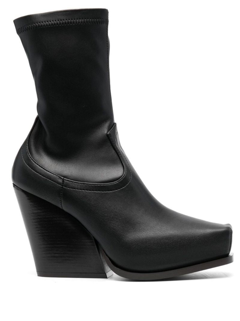 Black Cowboy 105 Faux Leather Ankle Boots