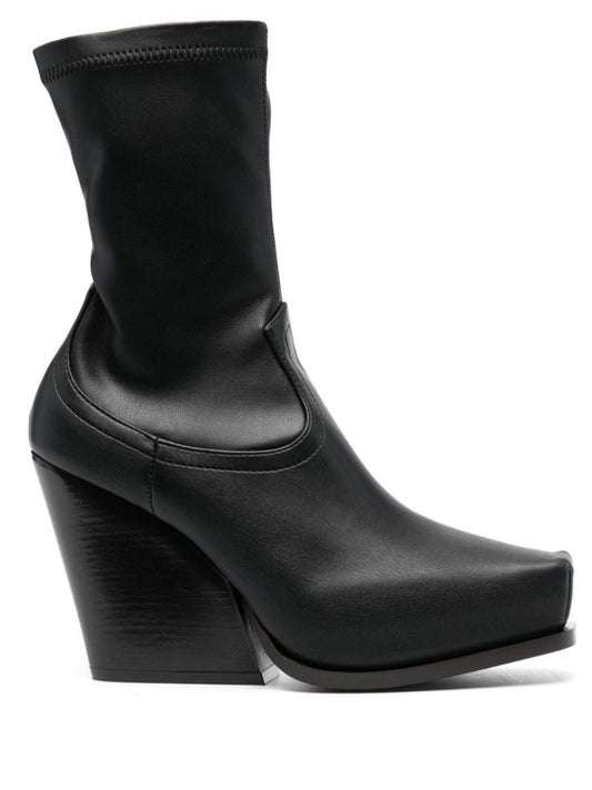 Black Cowboy 105 Faux Leather Ankle Boots