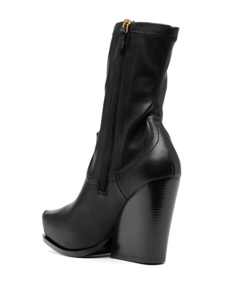 Black Cowboy 105 Faux Leather Ankle Boots