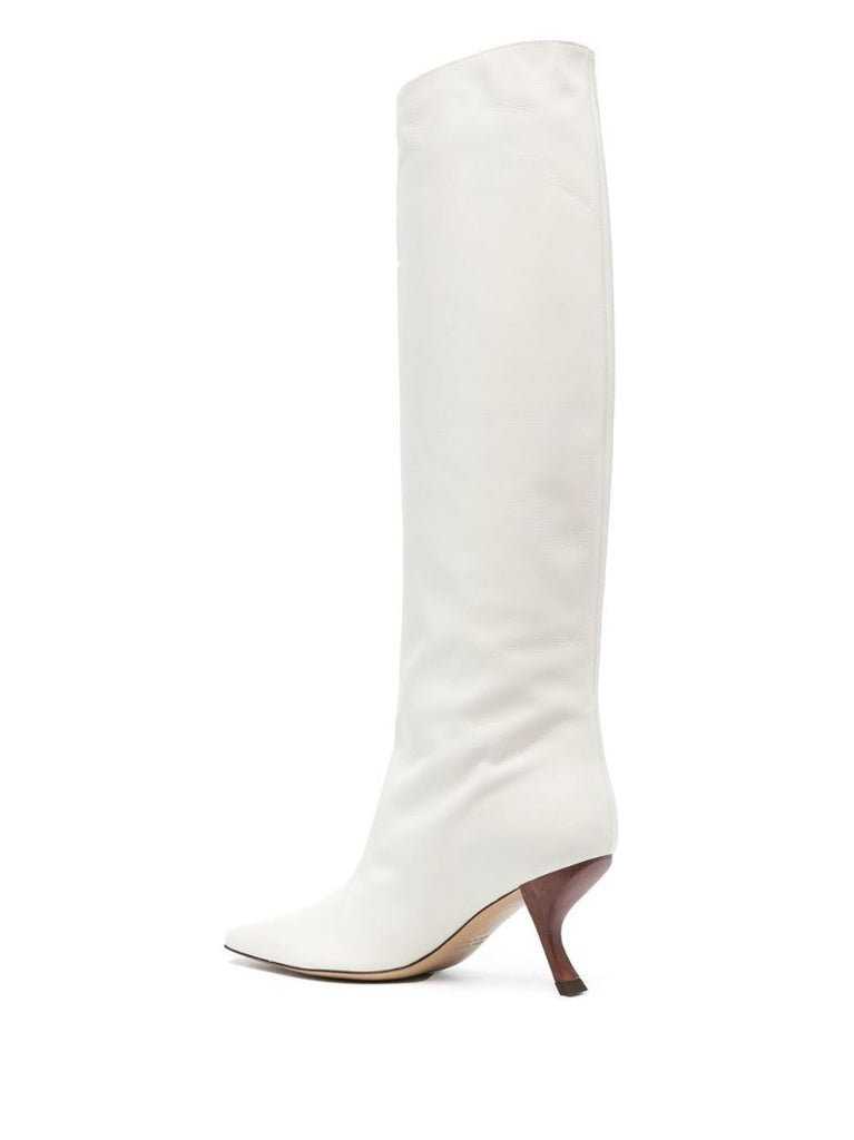 White Rosie 80 Leather Knee-high Boots