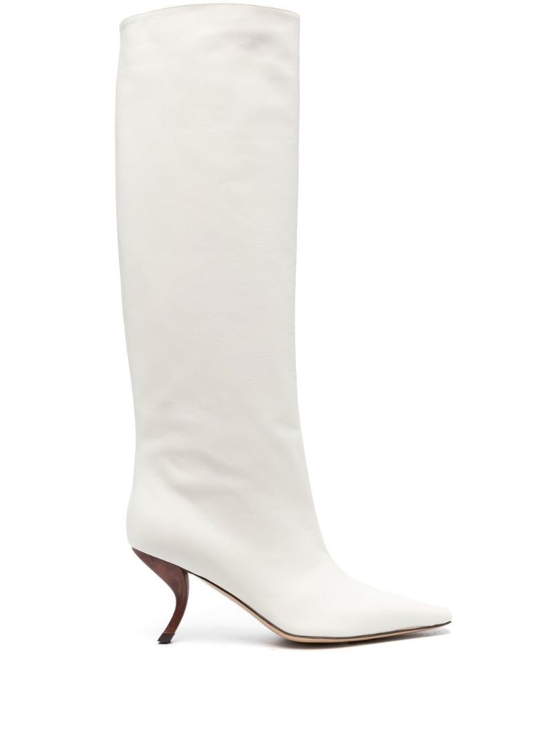 White Rosie 80 Leather Knee-high Boots