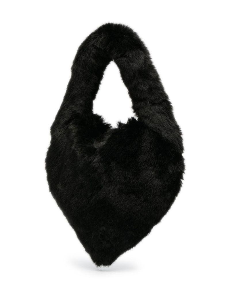 Black Logo Faux Fur Mini Bag