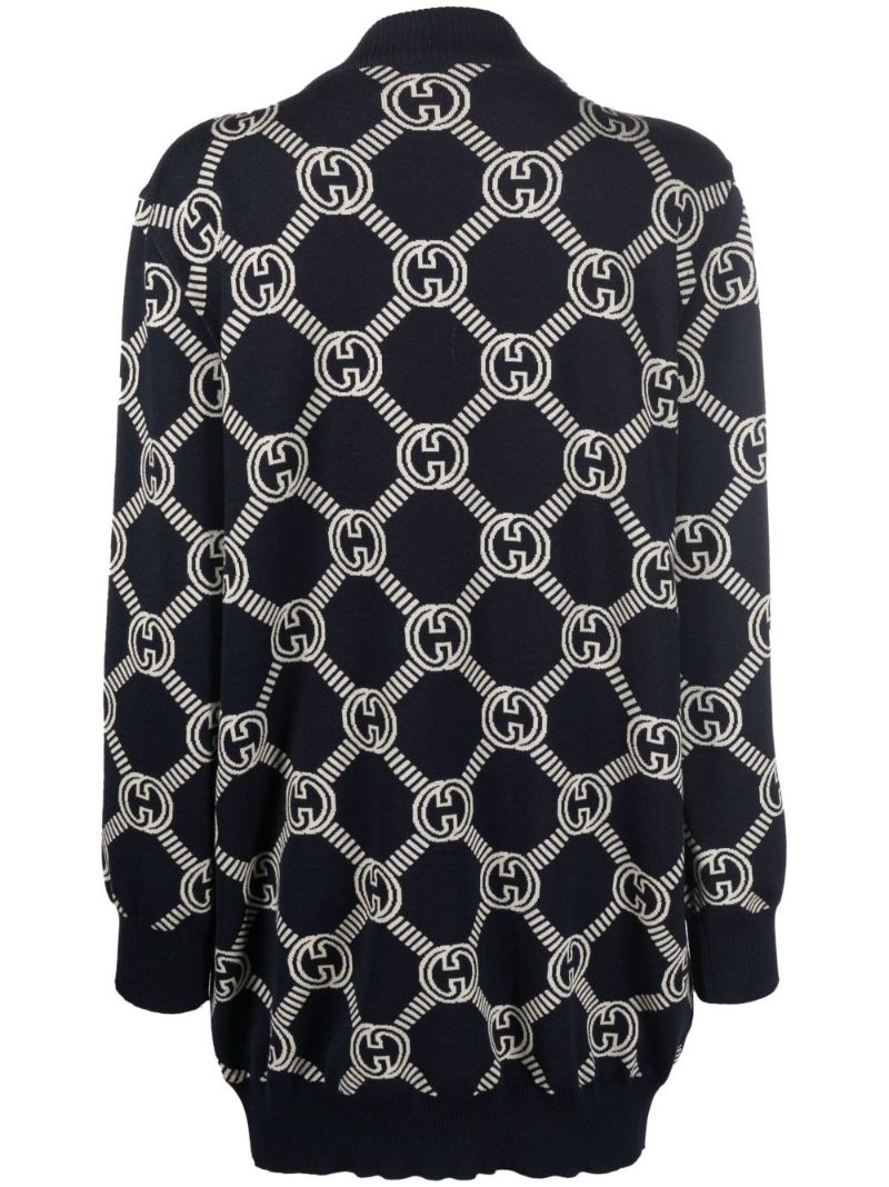 Blue Gg Reversible Wool Cardigan