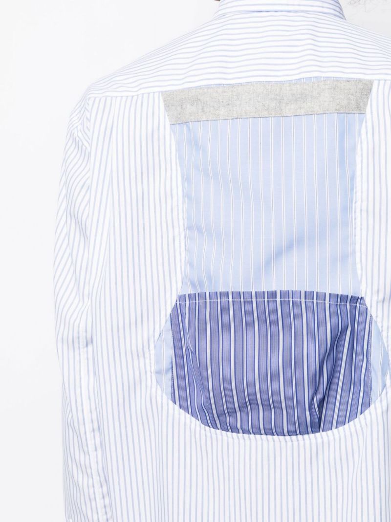 Blue Patchwork Striped Cotton Shirt