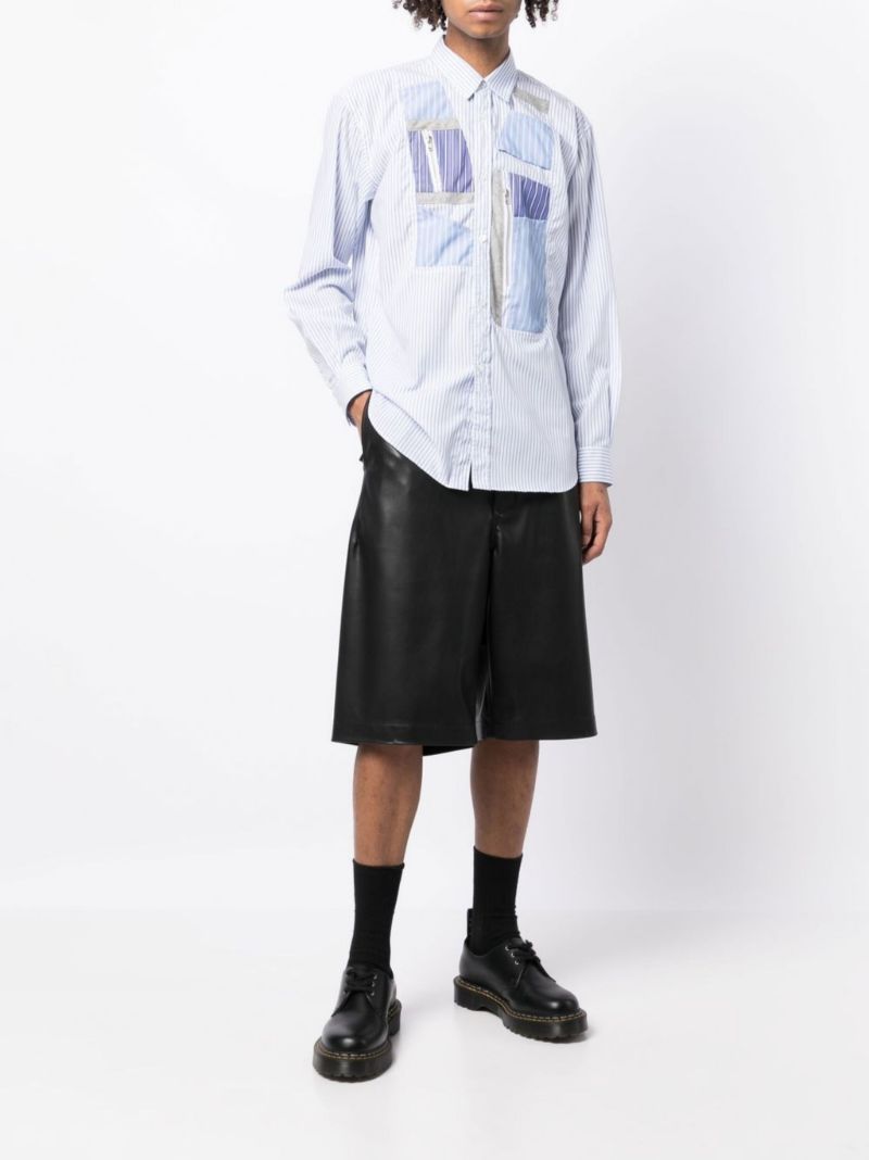 Blue Patchwork Striped Cotton Shirt