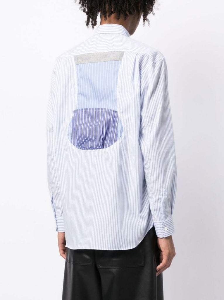 Blue Patchwork Striped Cotton Shirt