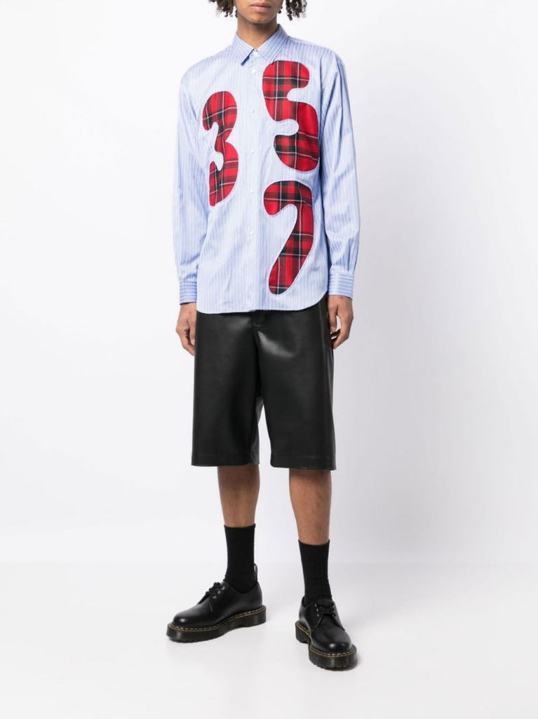 Blue Tartan Numbers Striped Shirt