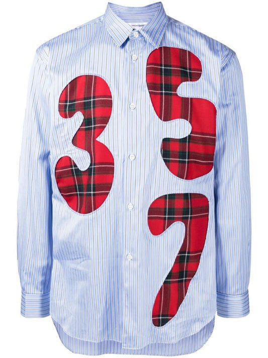 Blue Tartan Numbers Striped Shirt