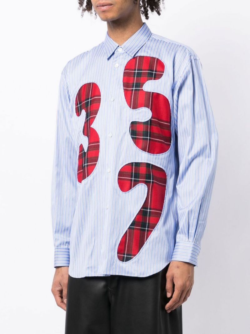 Blue Tartan Numbers Striped Shirt